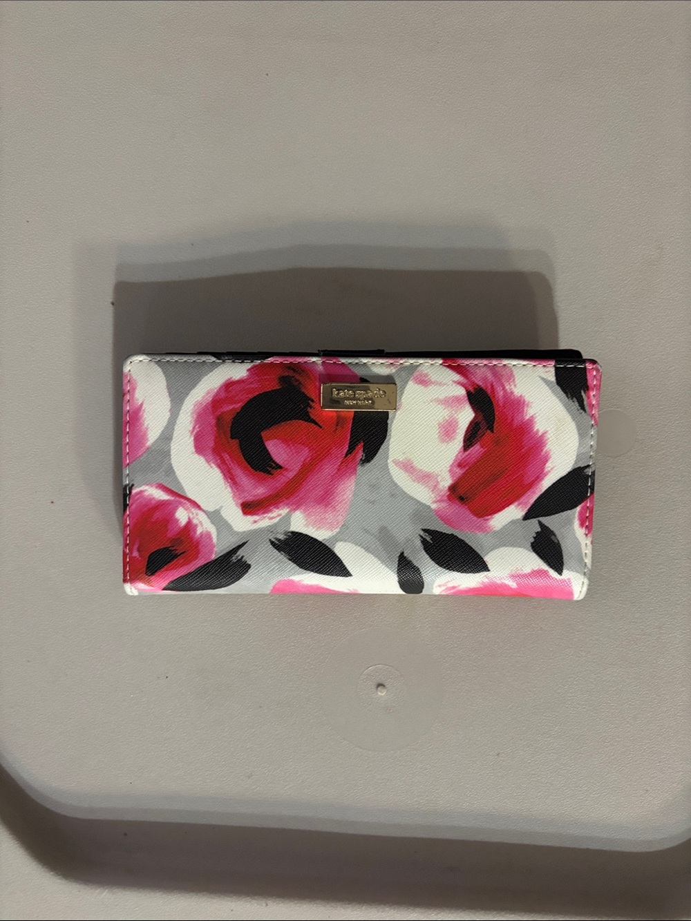 kate spade Floral Pink and Black Continental Wallet